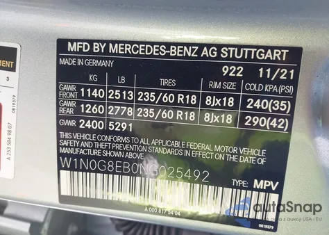 2022 Mercedes-Benz Glc 300 4Matic Suv z USA, uszkodzony, nr VIN W1N0G8EB0NG025492